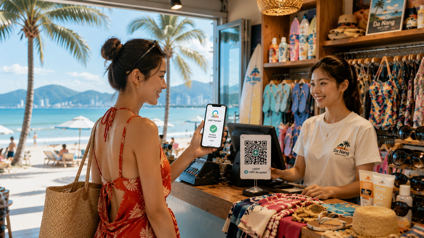峴港實測｜QQLink USDT 線下掃碼支付，海外旅行不用狂換現金