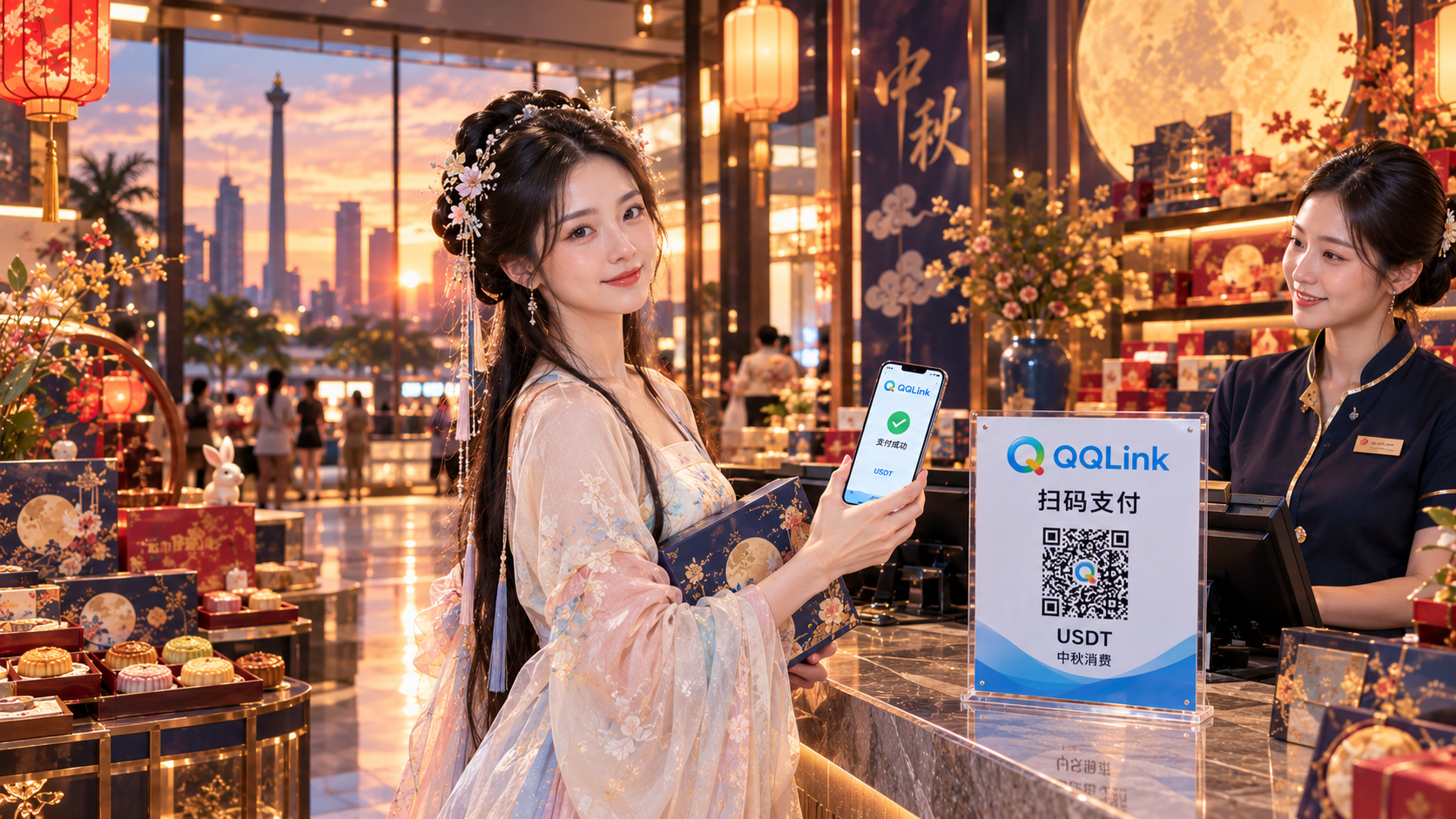 19 印尼買月餅還在換印尼盾?QQLink USDT掃碼支付