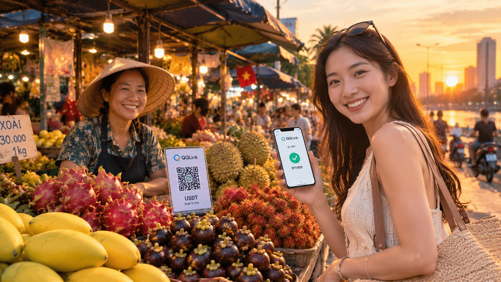 13 越南買水果免換匯!親測 QQLink USDT 掃碼支付,榴槤自由極速體驗