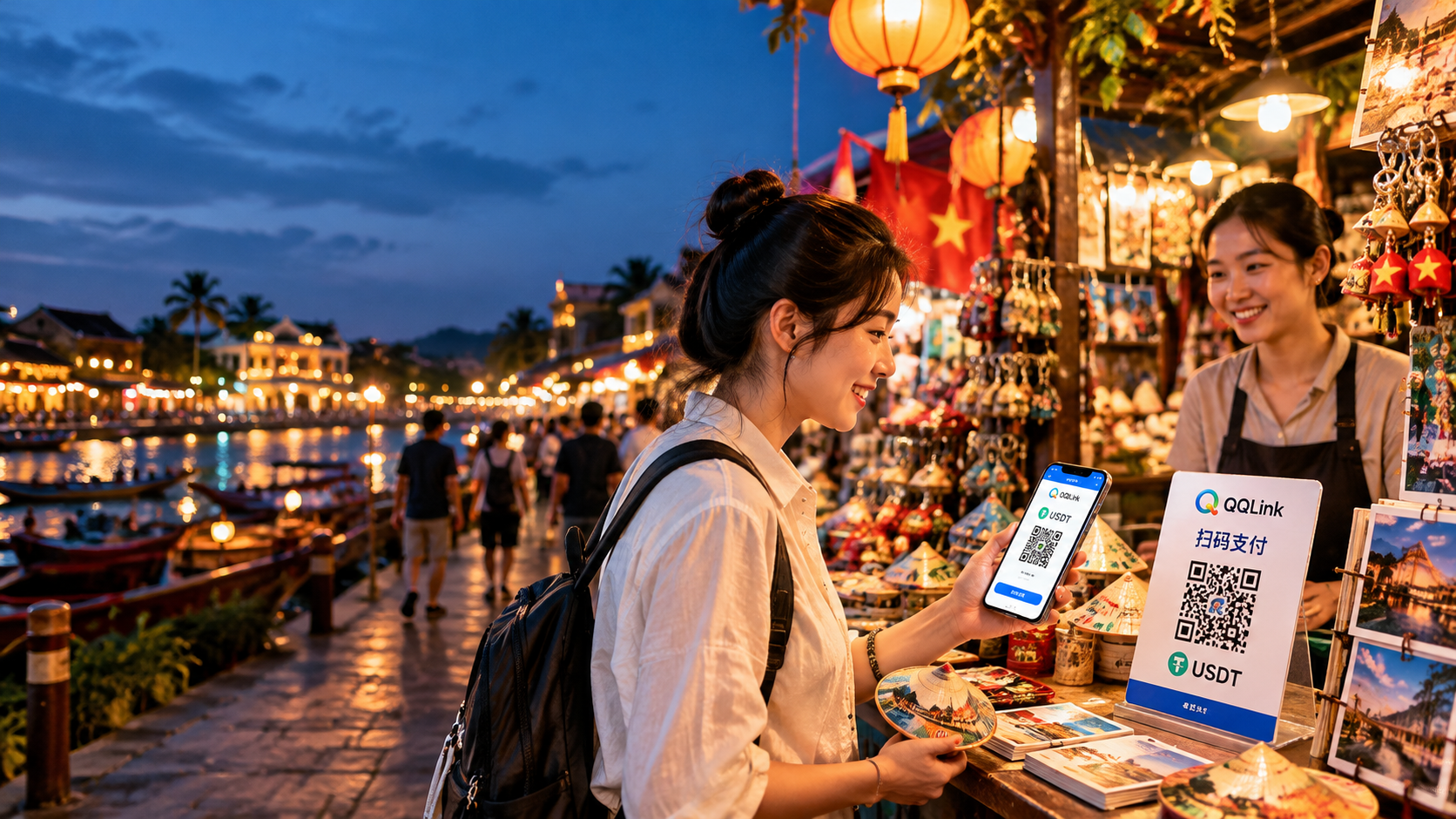 越南夜市買紀念品也能用USDT？QQLink掃碼支付新體驗